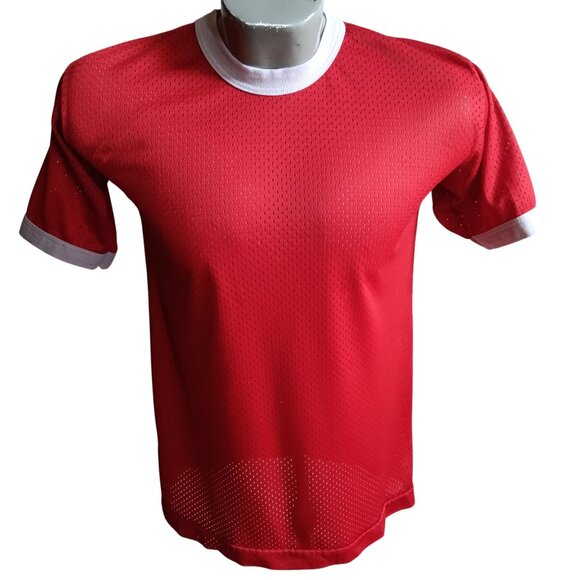 Men's Small Vintage T-shirt Single Stitch Mesh Ringer "8" 1980's Nylon USA Indy - Picture 4 of 7